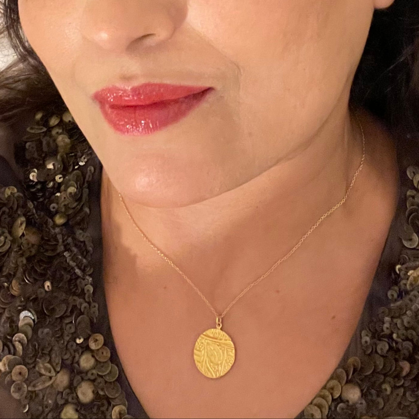 Sohavi truth coin necklace sterling silver with 22K gold vermeil