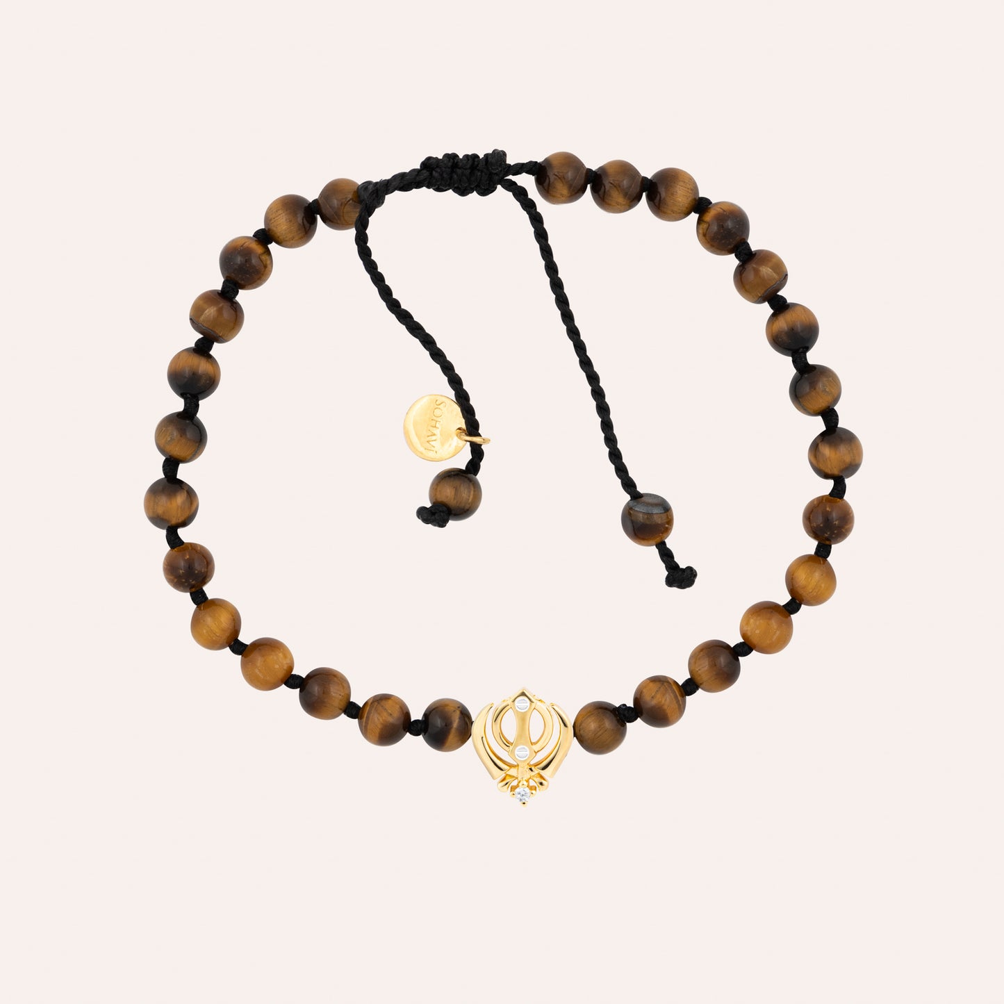 Tigers Eye adjustable bracelet with 22K Gold Vermeil add Shakti talisman, feel empowered in your courage and inner strength
