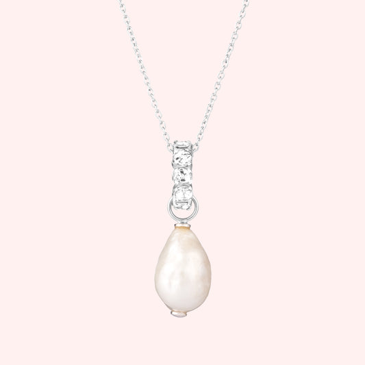 Salt & Pepper Diamond With Baroque Pearl Necklace
