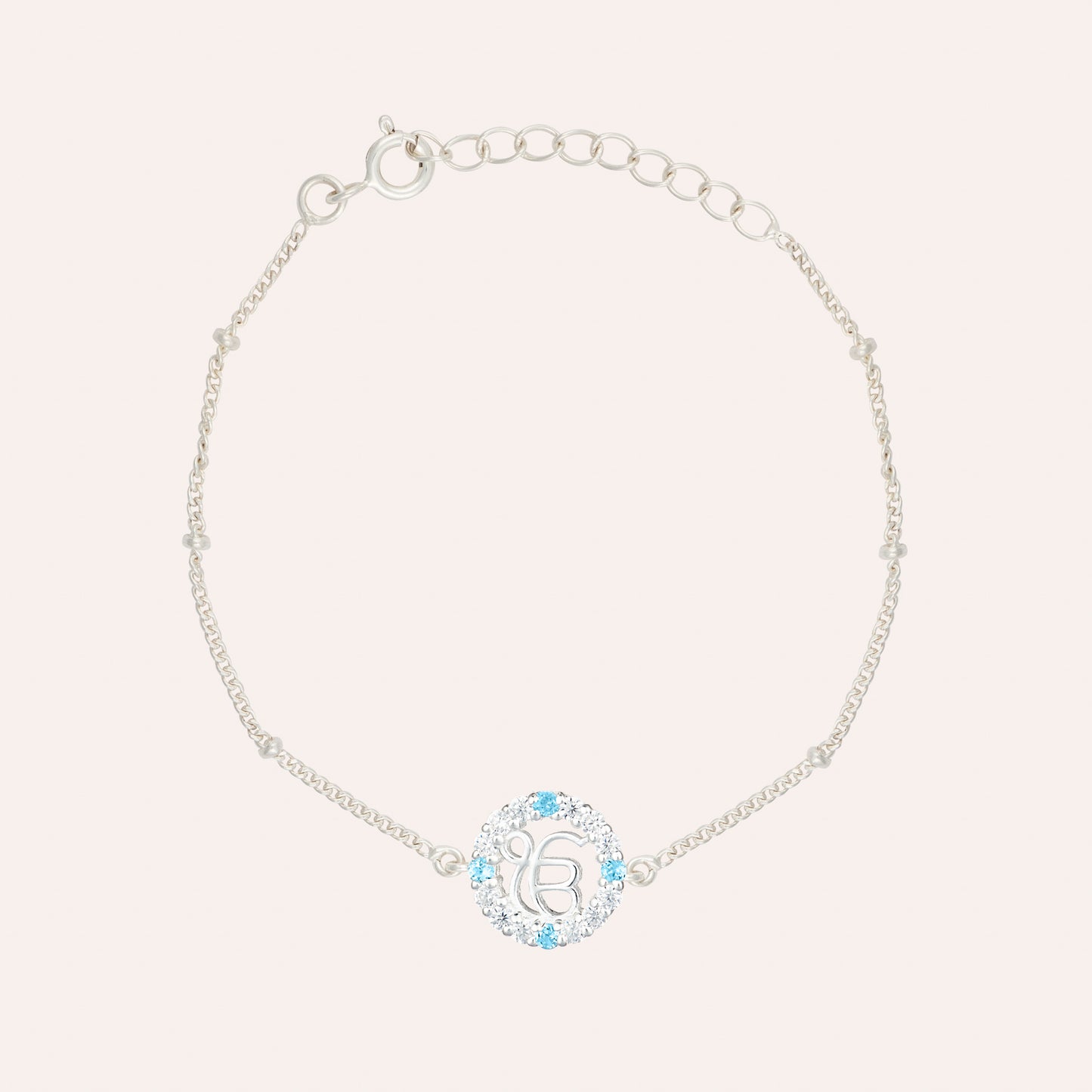 Circle of light bracelet with Blue Topaz and Cubic Zirconia