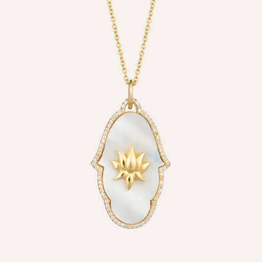 Sohavi Lotus Hand pendant in sterling silver with 22K gold vermeil – the perfect jewellery gift