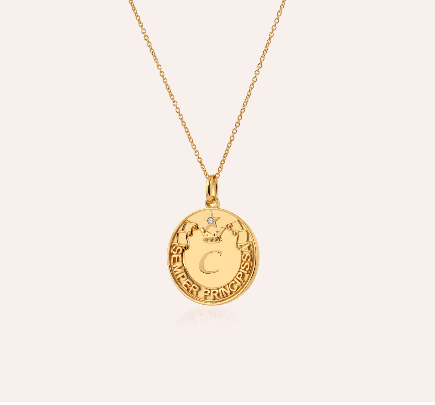 Semper Principissa - Always a Princess personalised initial necklace 18K Gold Vermeil UK Hallmarked