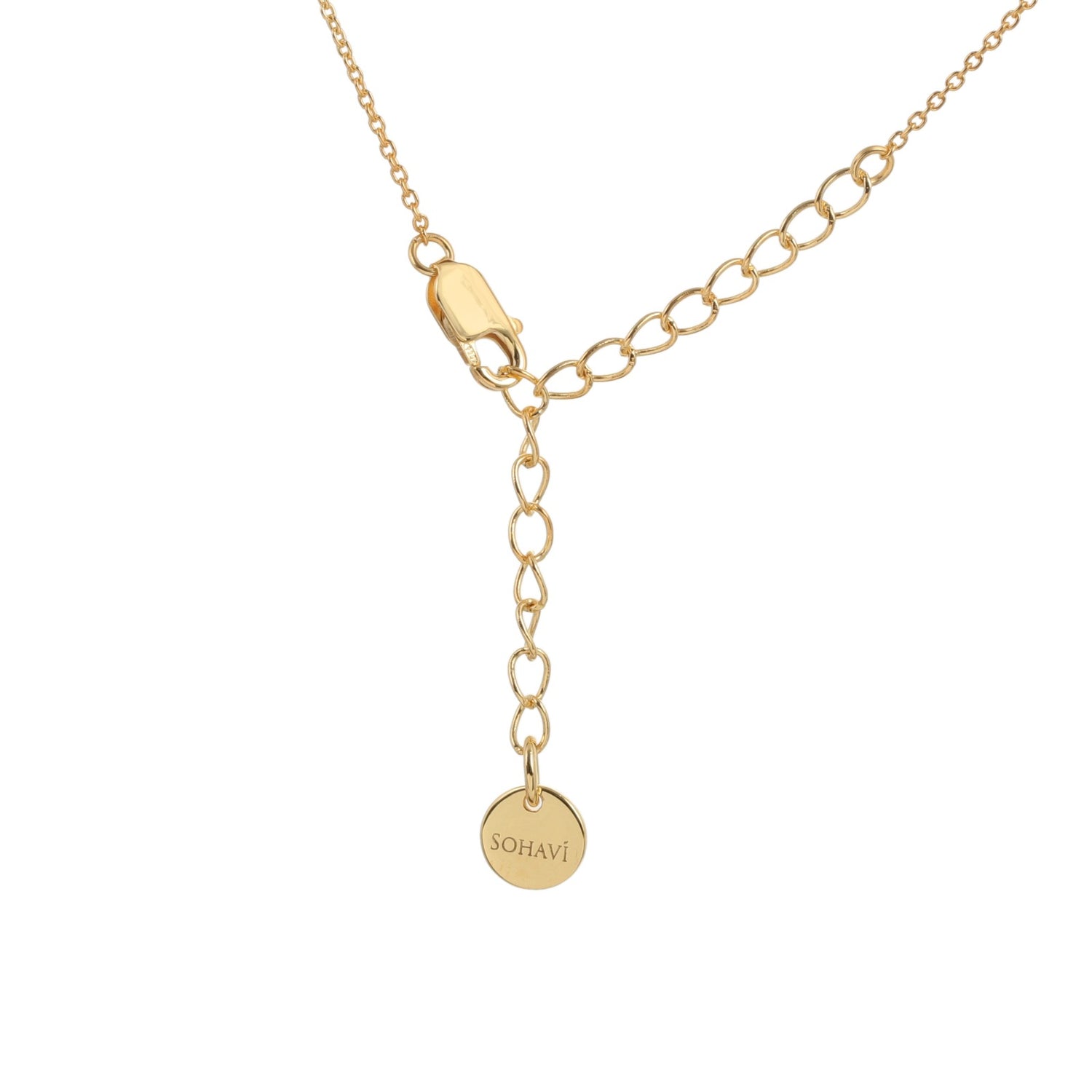 Gold vermeil initial necklace chain and extender detail