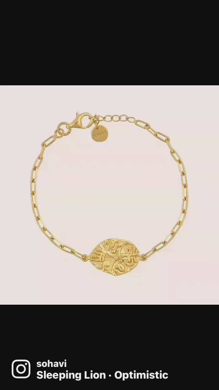 Sohavi Ancient coin bracelet in sterling silver with luxurious 22k Gold vermeil,has high quality finish for long lasting wear .