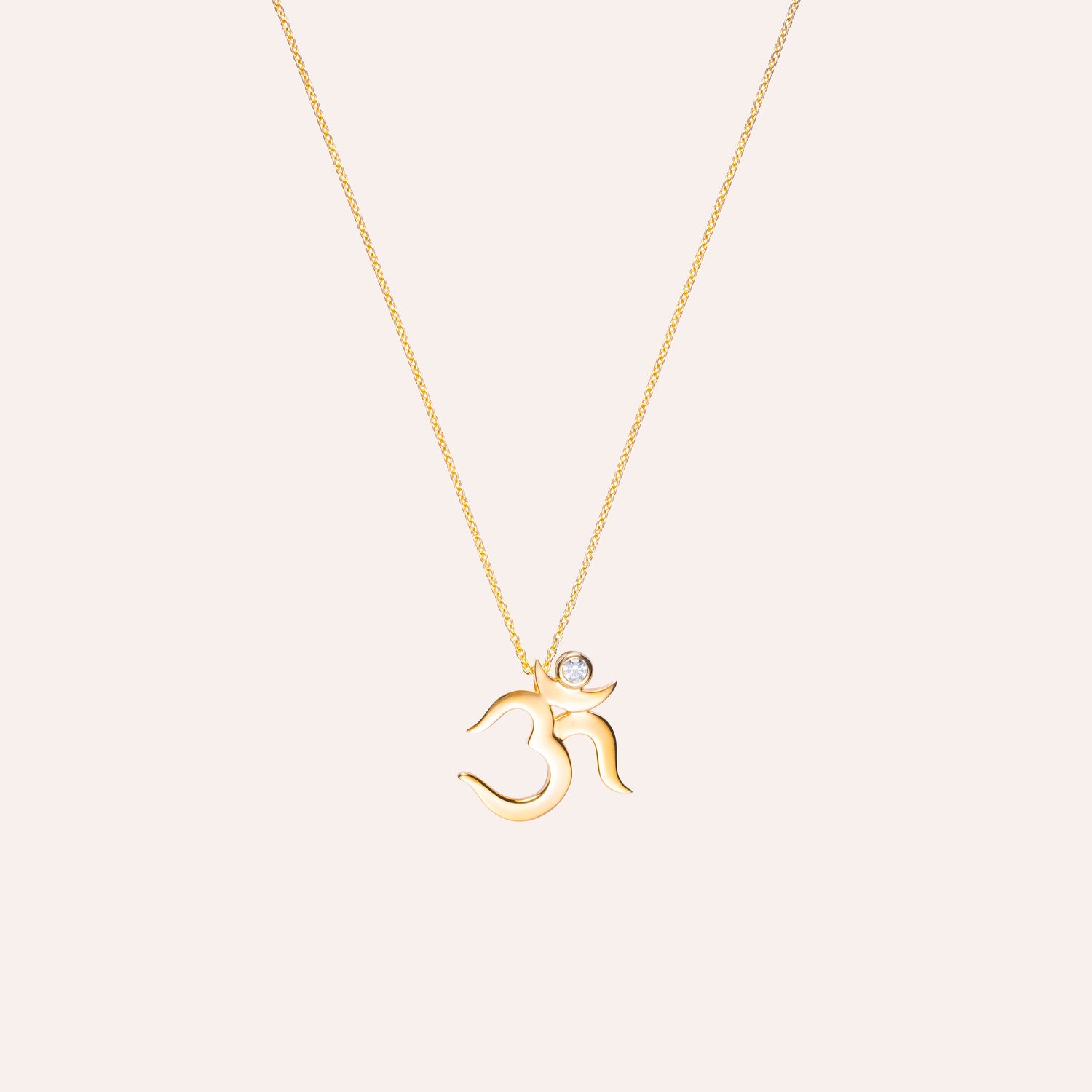 Sohavi dainty Om Pendant & Chain in sterling silver with cubic zirconia ,22K Gold Vermeil.