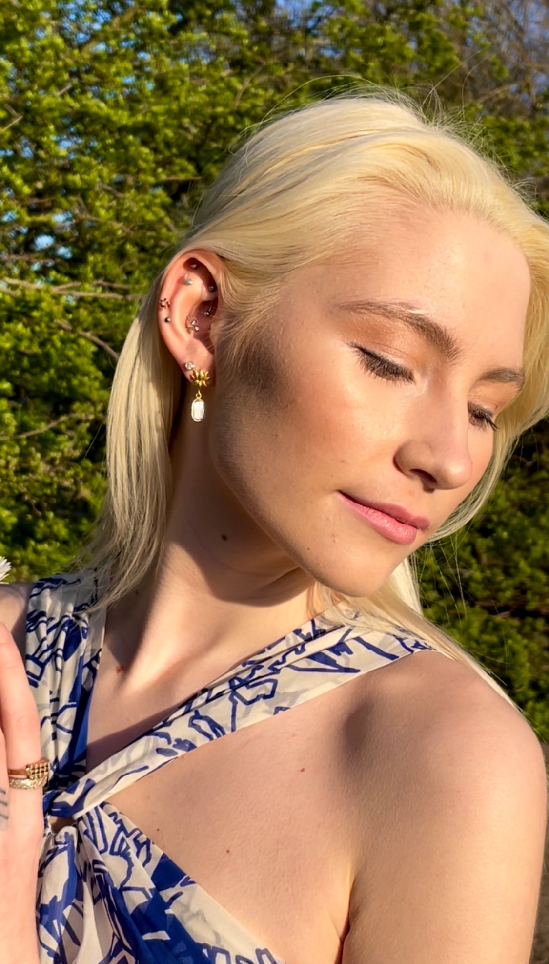 Raw diamond slice set in Sterling Slver with 22K Gold Vermeil Sohavi earring’s 