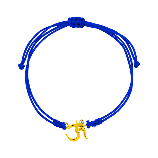 Blue Macramé Cord Om Bracelet
