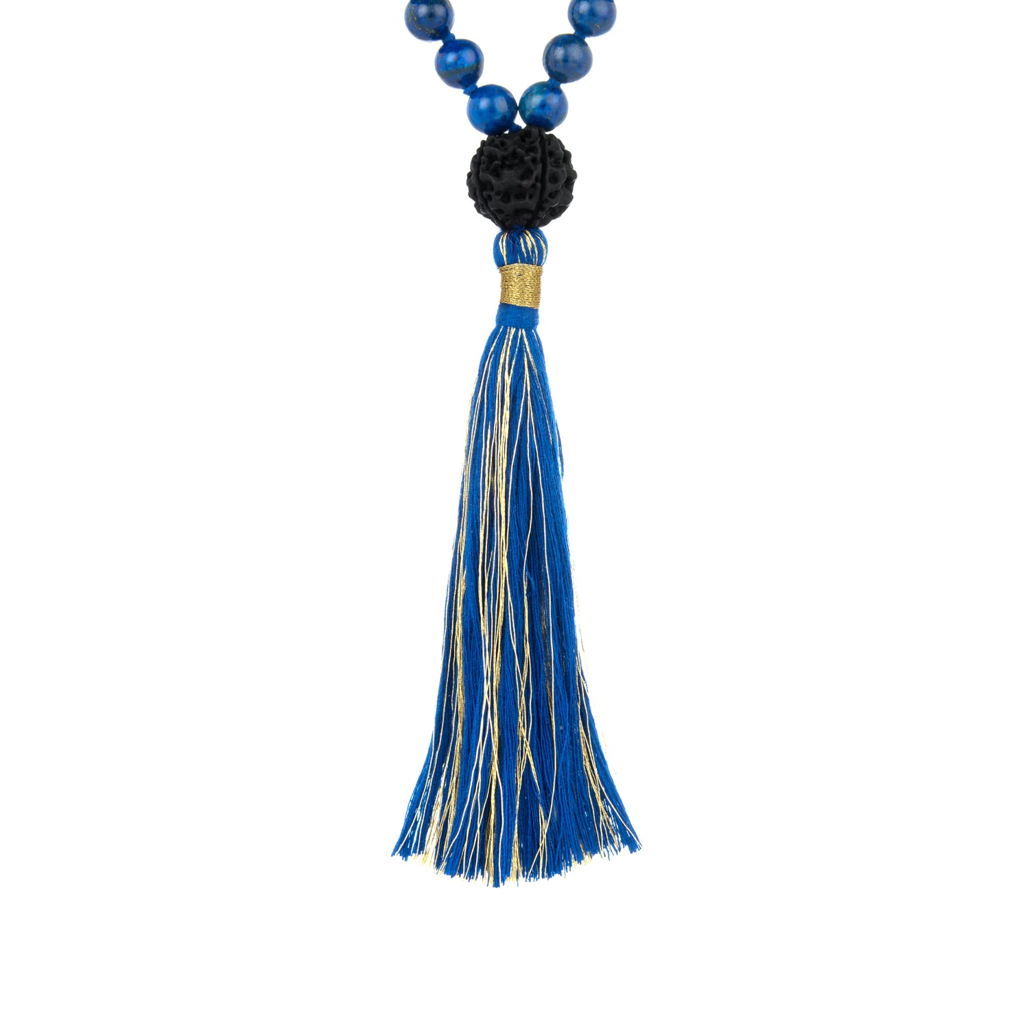 Natural hand dyed black rudraksha with luxurious Sohavi tassel