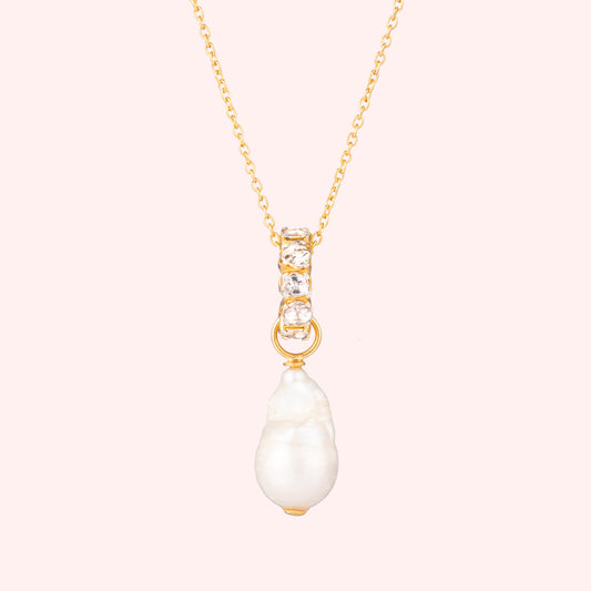 Salt & Pepper Diamond with Baroque Pearl Gold necklace