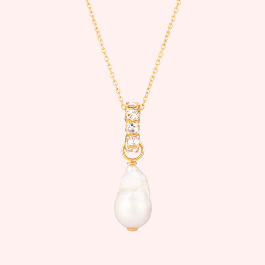 Polki Diamond and Baroque Pearl with 22K Gold Vermeil necklace