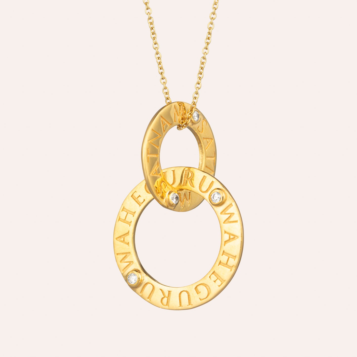 Gold Infinity Necklace with Satnam Waheguru Mantra